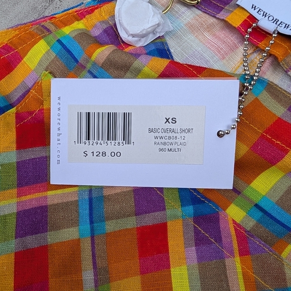 WeWoreWhat Women's Rainbow Plaid Overall Shorts Size XS NWT - Picture 4 of 9